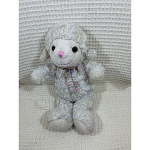 Homerbest Plush Lamb Kids 14" Cream Excellent Plaid Bow Stuffed Animal Sheep